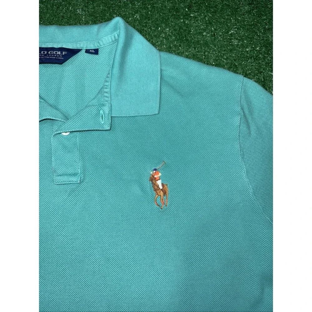 Ralph Lauren Golf Polo Mens Shirt X-Large Teal‎ Performance Pima Cotton LOGO